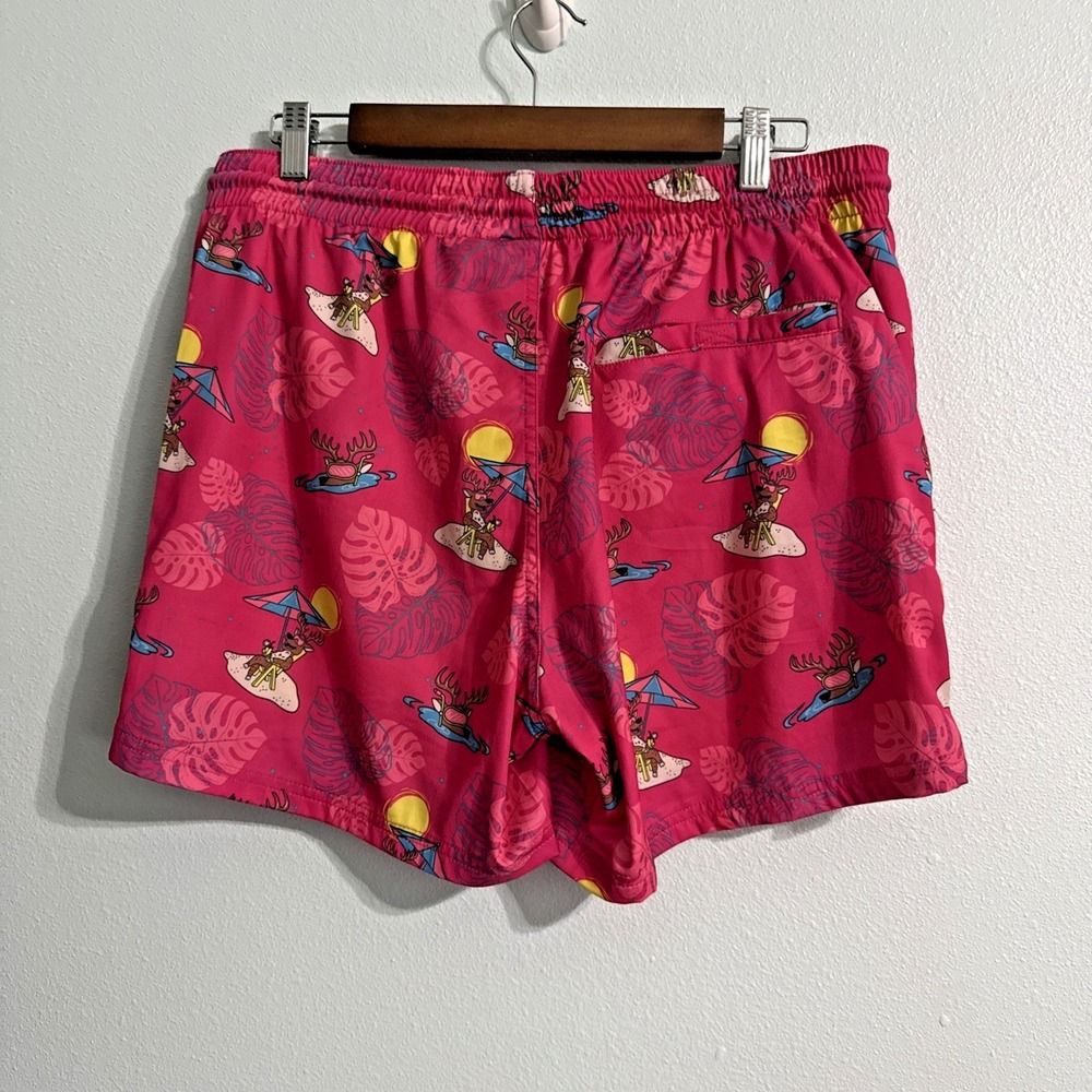 Aeroline Mens 5" Swim Trunks "Beach Buck" "Surfing deer"‎ Pink Mens Large - Picture 4 of 7